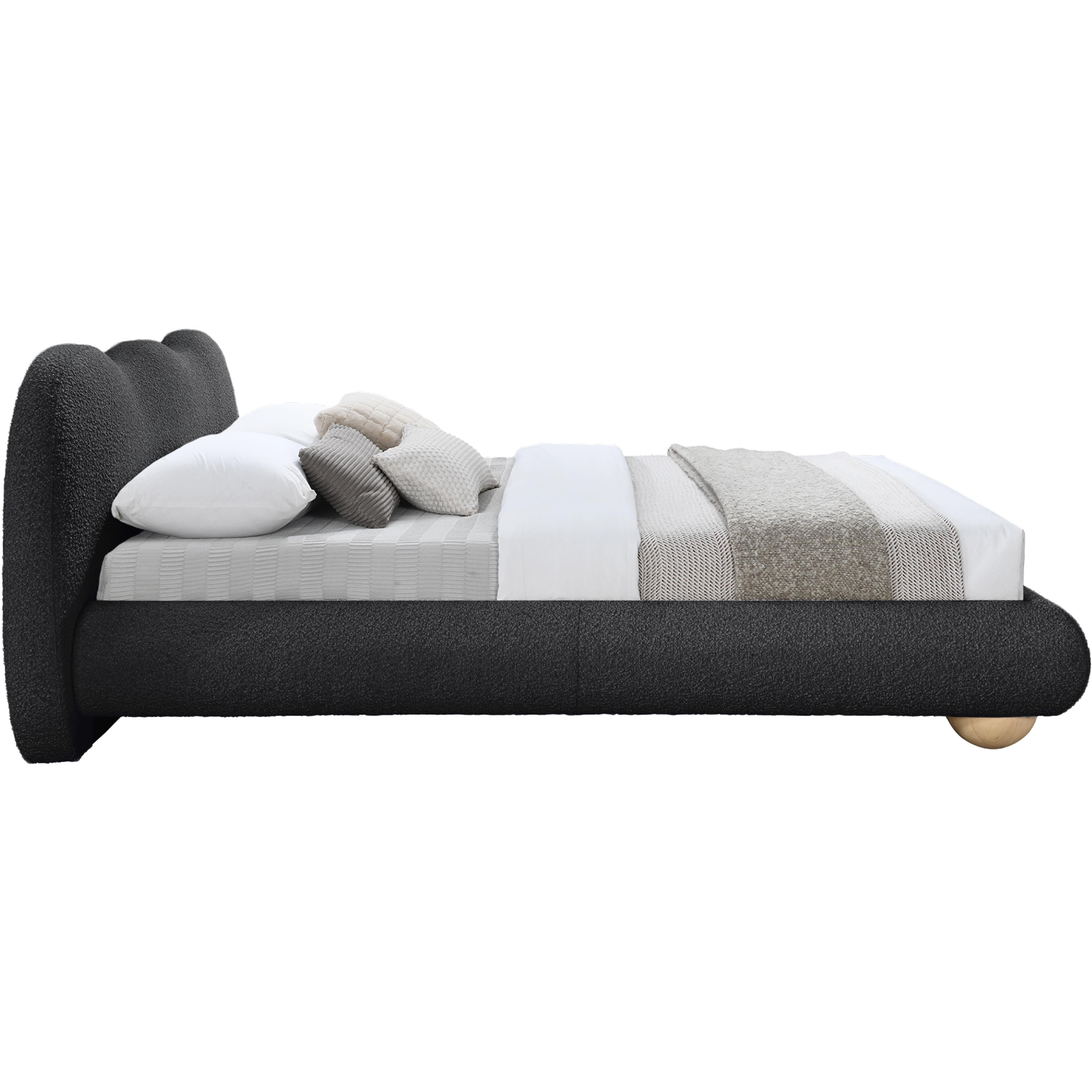 Meridian Hyde Black Boucle Fabric Queen Bed (3 Boxes)