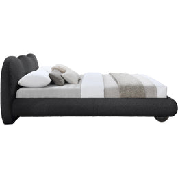 Meridian Hyde Black Boucle Fabric Queen Bed (3 Boxes)