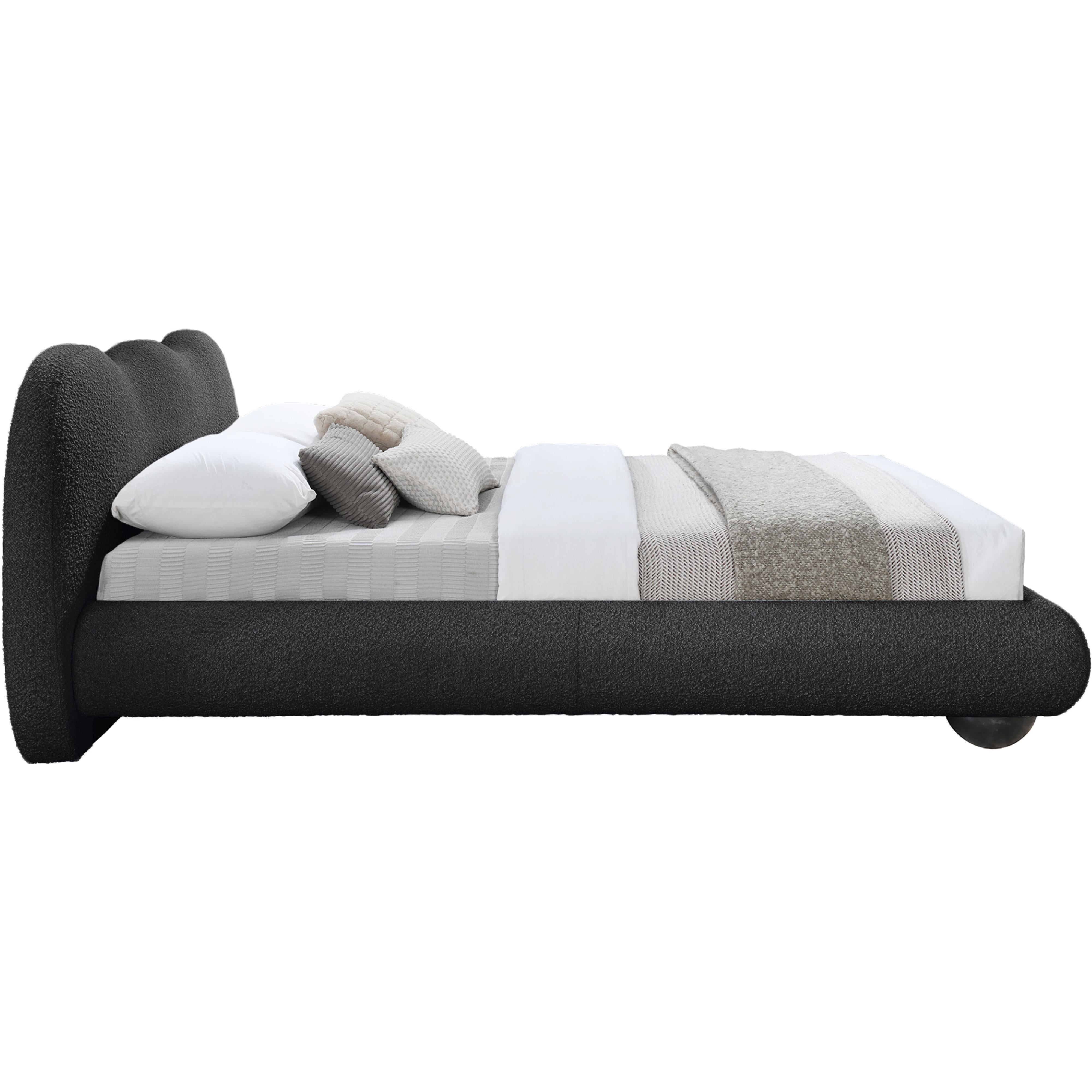Meridian Hyde Black Boucle Fabric Queen Bed (3 Boxes)