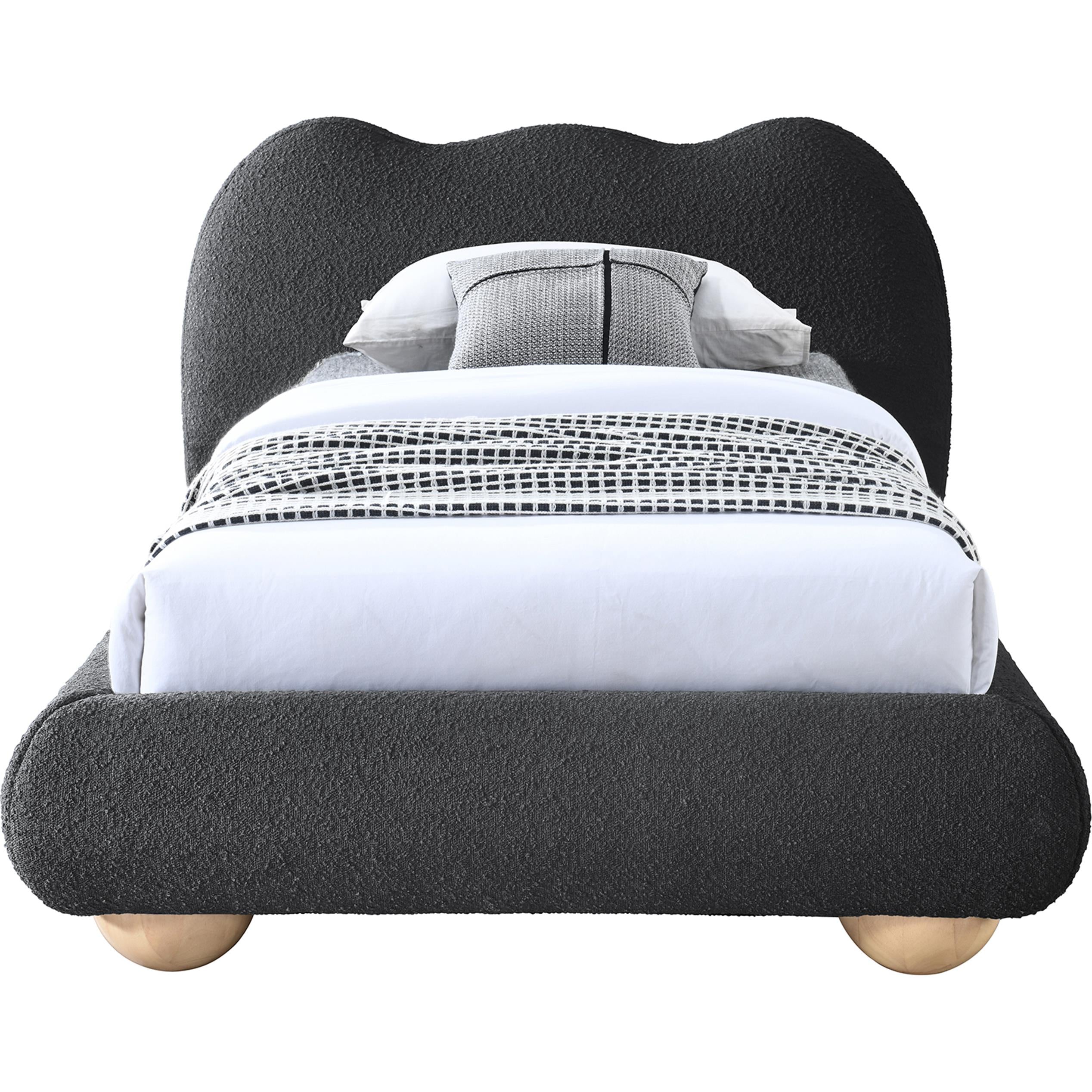 Meridian Hyde Black Boucle Fabric Twin Bed (3 Boxes)