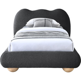 Meridian Hyde Black Boucle Fabric Twin Bed (3 Boxes)