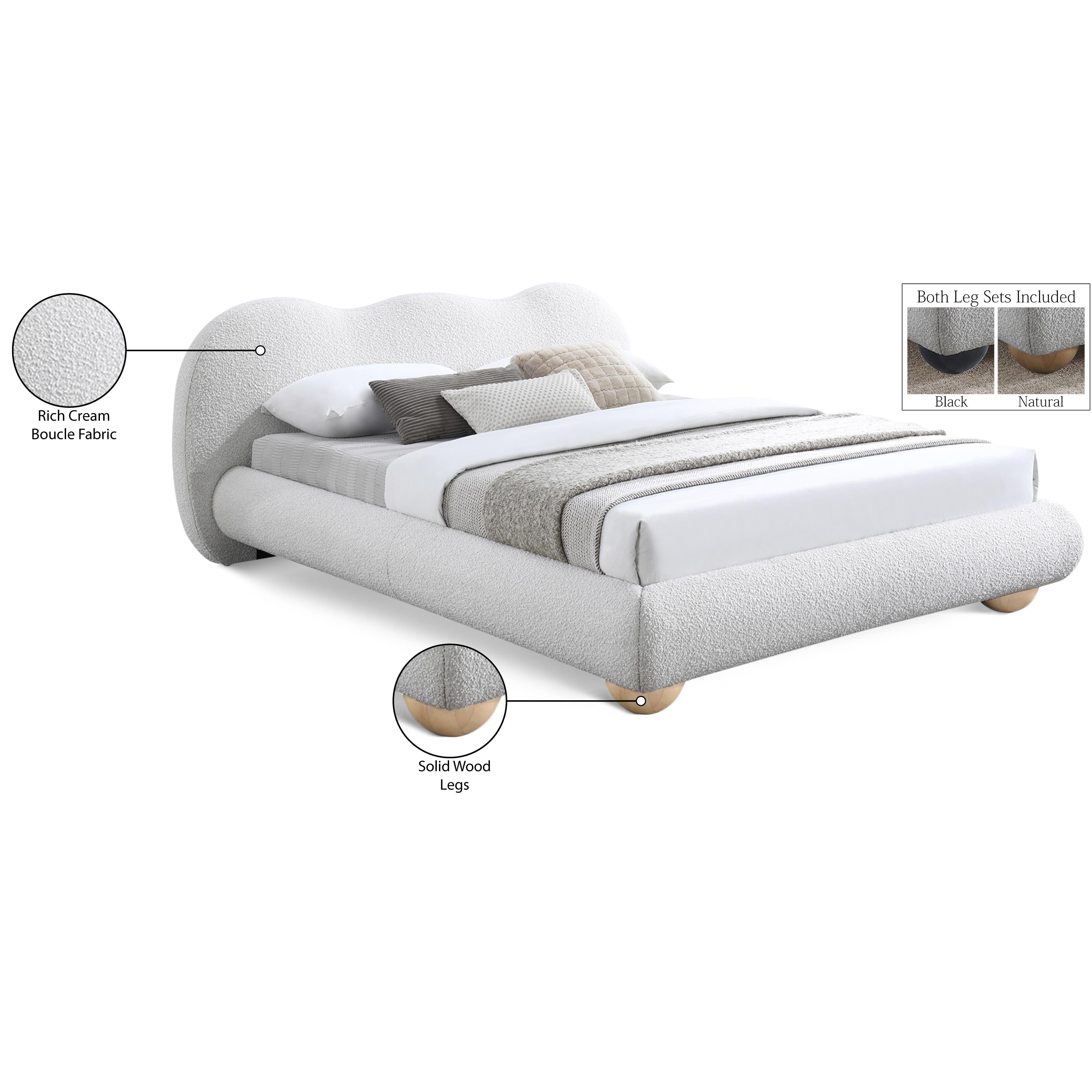 Meridian Hyde Cream Boucle Fabric Full Bed (3 Boxes)