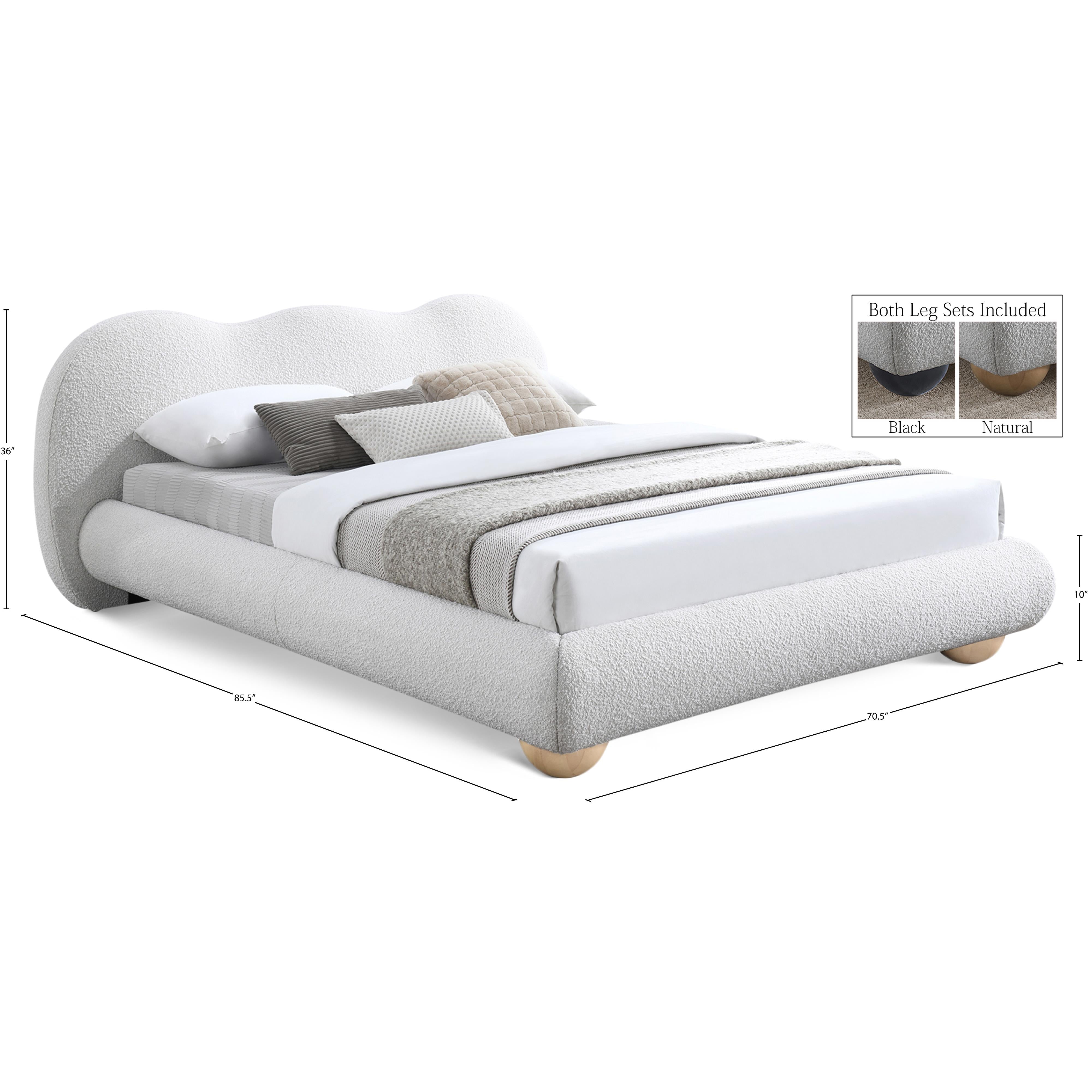 Meridian Hyde Cream Boucle Fabric Full Bed (3 Boxes)