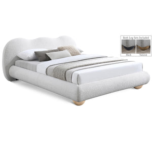 Meridian Hyde Cream Boucle Fabric King Bed (3 Boxes)