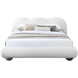 Meridian Hyde Cream Boucle Fabric Queen Bed (3 Boxes)