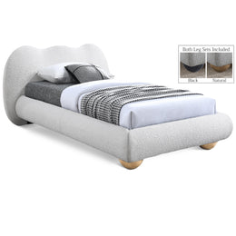 Meridian Hyde Cream Boucle Fabric Twin Bed (3 Boxes)