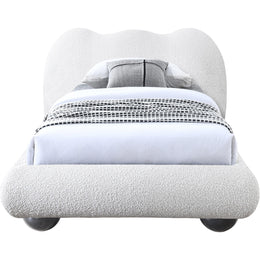 Meridian Hyde Cream Boucle Fabric Twin Bed (3 Boxes)