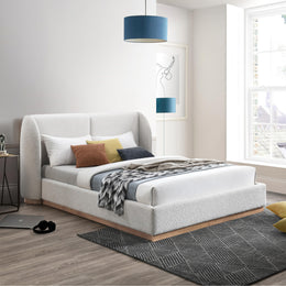 Meridian Jardin Cream Boucle Fabric Queen Bed (3 Boxes)