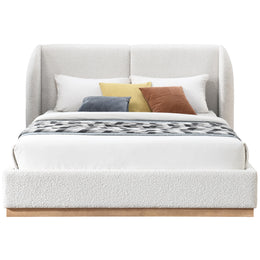 Meridian Jardin Cream Boucle Fabric Queen Bed (3 Boxes)