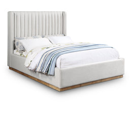 Meridian Logan Cream Linen Textured Fabric Full Bed