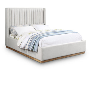 Meridian Logan Cream Linen Textured Fabric Full Bed