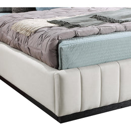 Meridian Lucia Beige Linen Textured Fabric Queen Bed