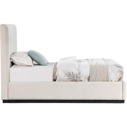Meridian Lucia Beige Linen Textured Fabric Twin Bed