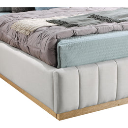 Meridian Lucia Cream Linen Textured Fabric Queen Bed