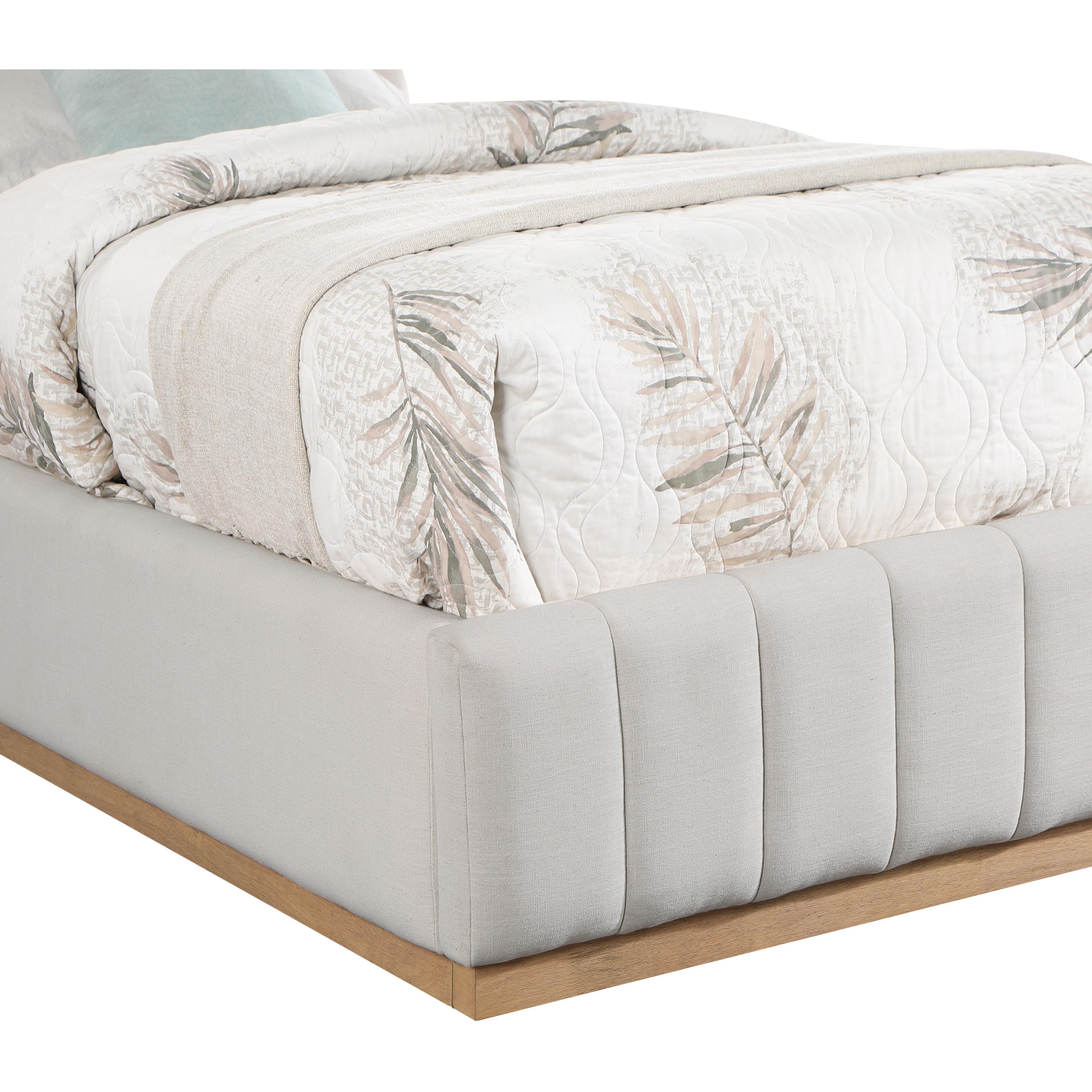 Meridian Lucia Cream Linen Textured Fabric Twin Bed