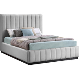 Meridian Lucia Grey Linen Textured Fabric Full Bed