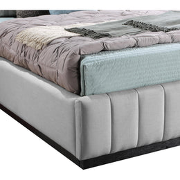 Meridian Lucia Grey Linen Textured Fabric Full Bed