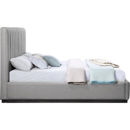 Meridian Lucia Grey Linen Textured Fabric King Bed