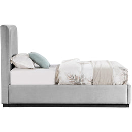 Meridian Lucia Grey Linen Textured Fabric Twin Bed