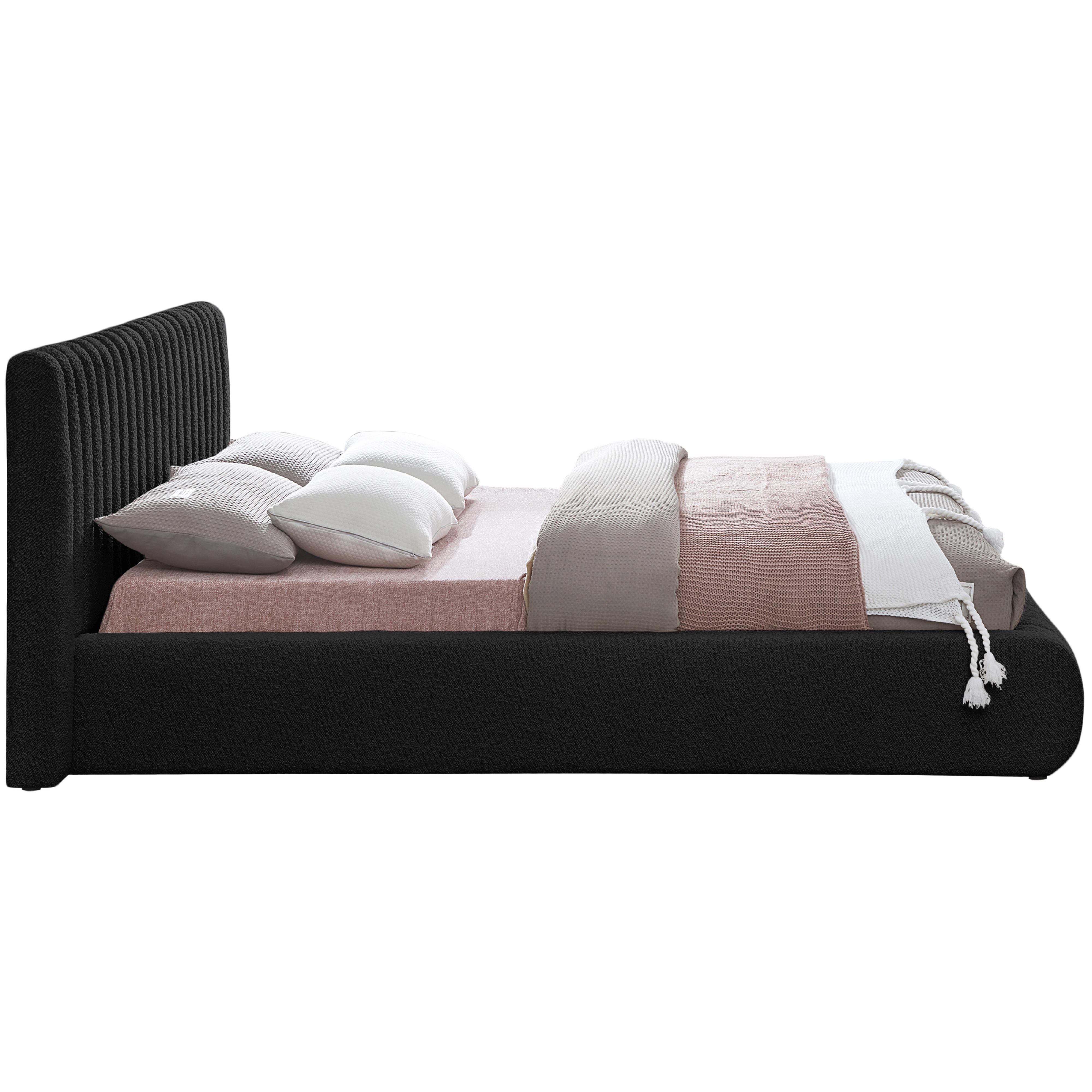 Meridian Nash Black Boucle Fabric King Bed