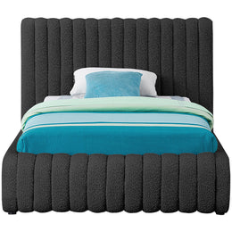 Meridian Nash Black Boucle Fabric Twin Bed