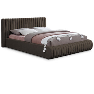Meridian Nash Brown Boucle Fabric King Bed