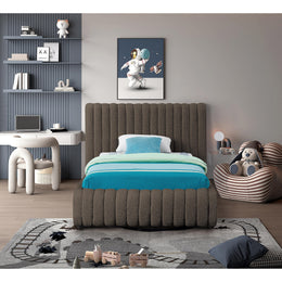 Meridian Nash Brown Boucle Fabric Twin Bed