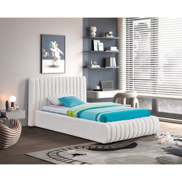 Meridian Nash Cream Boucle Fabric Twin Bed
