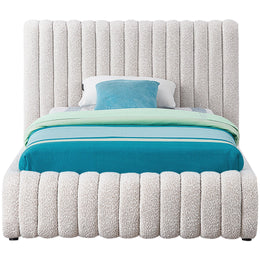 Meridian Nash Cream Boucle Fabric Twin Bed