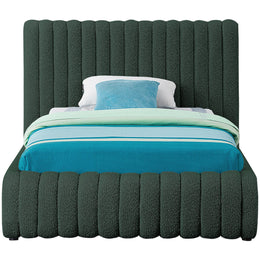Meridian Nash Green Boucle Fabric Twin Bed