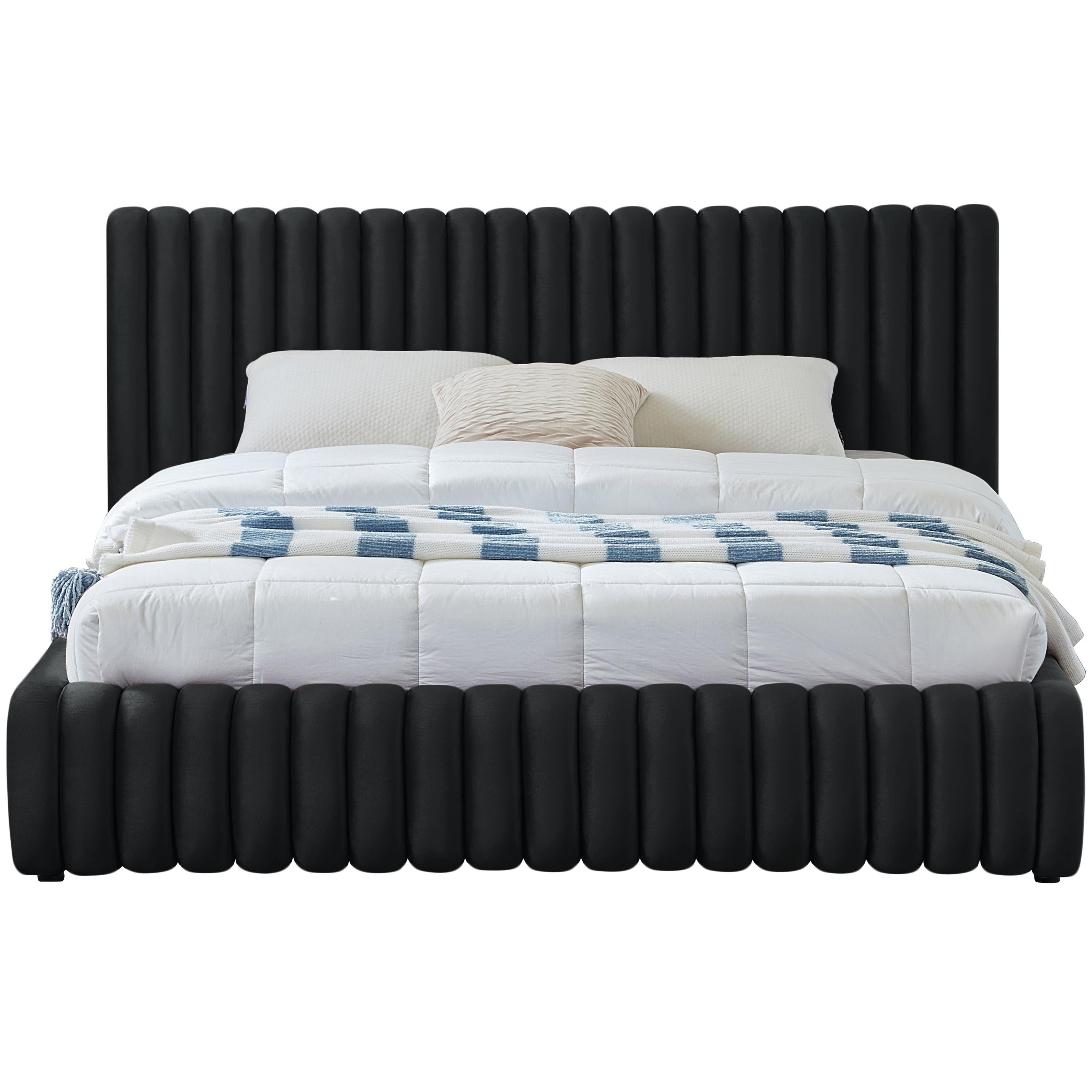Meridian Nico Black Velvet Queen Bed
