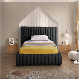 Meridian Nico Black Velvet Twin Bed