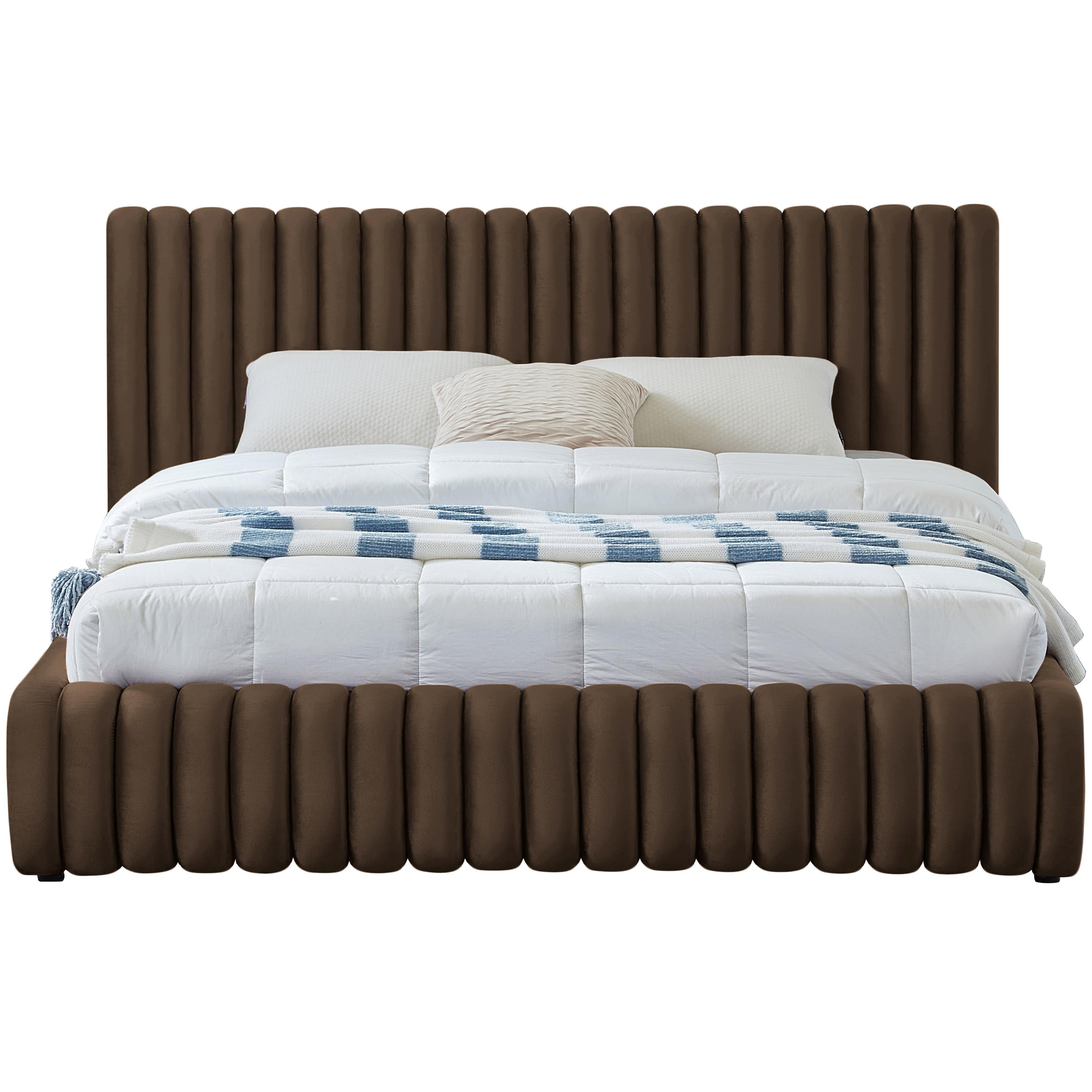 Meridian Nico Brown Velvet King Bed