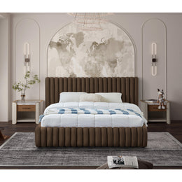 Meridian Nico Brown Velvet King Bed
