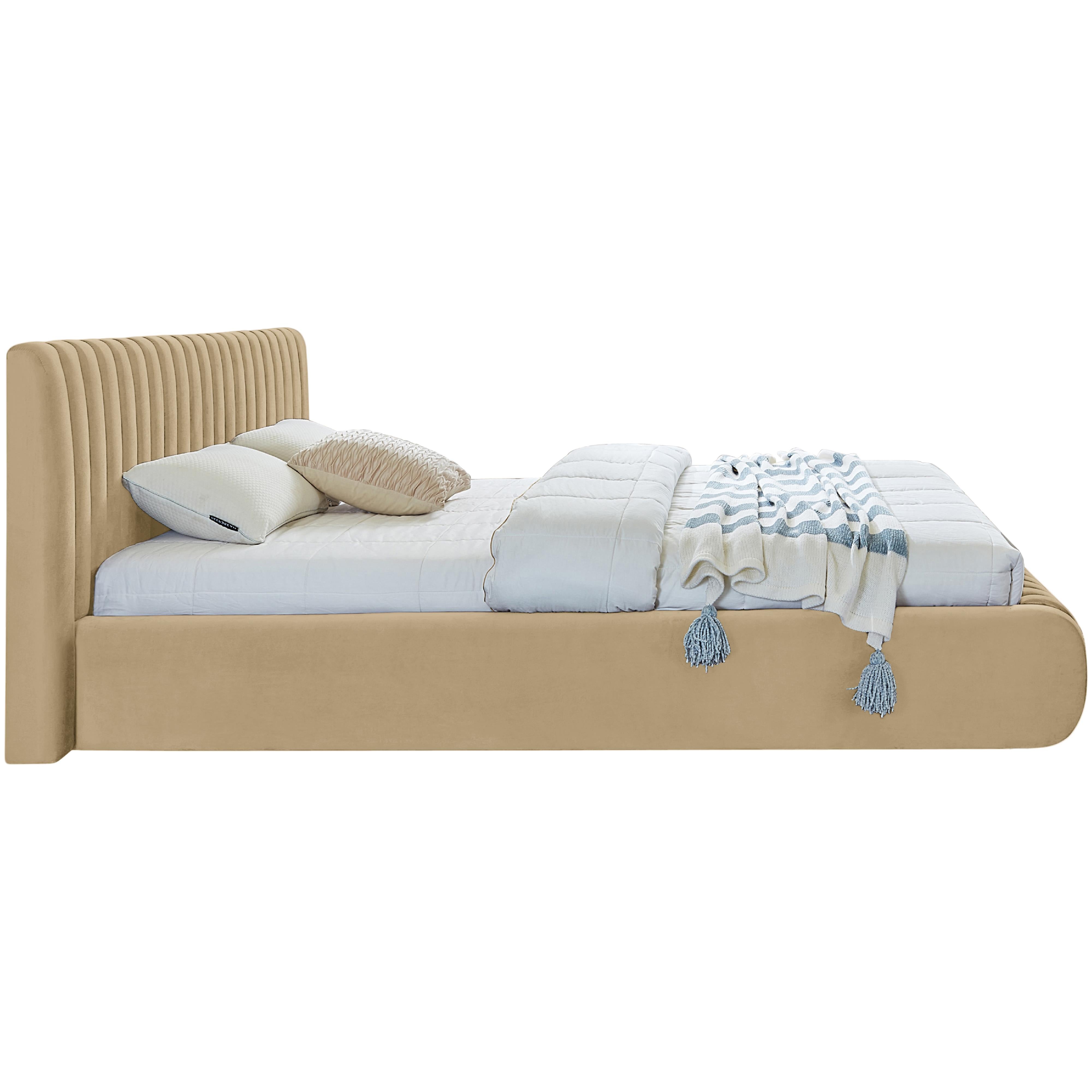 Meridian Nico Camel Velvet King Bed