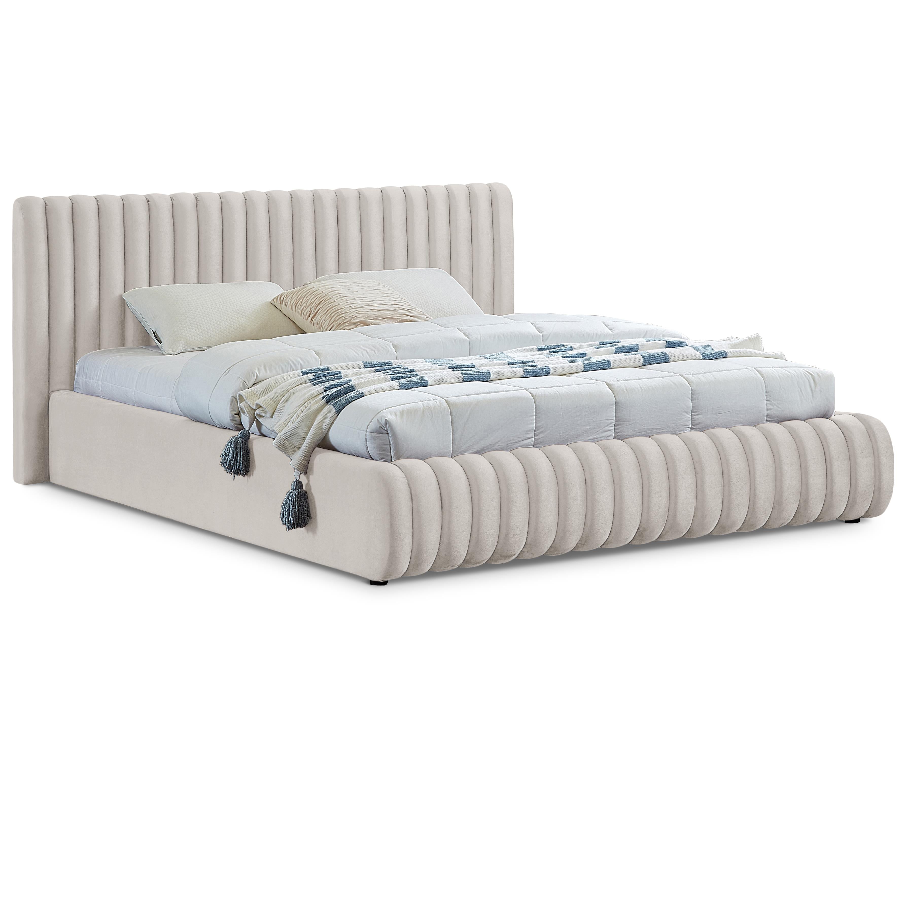 Meridian Nico Cream Velvet Full Bed