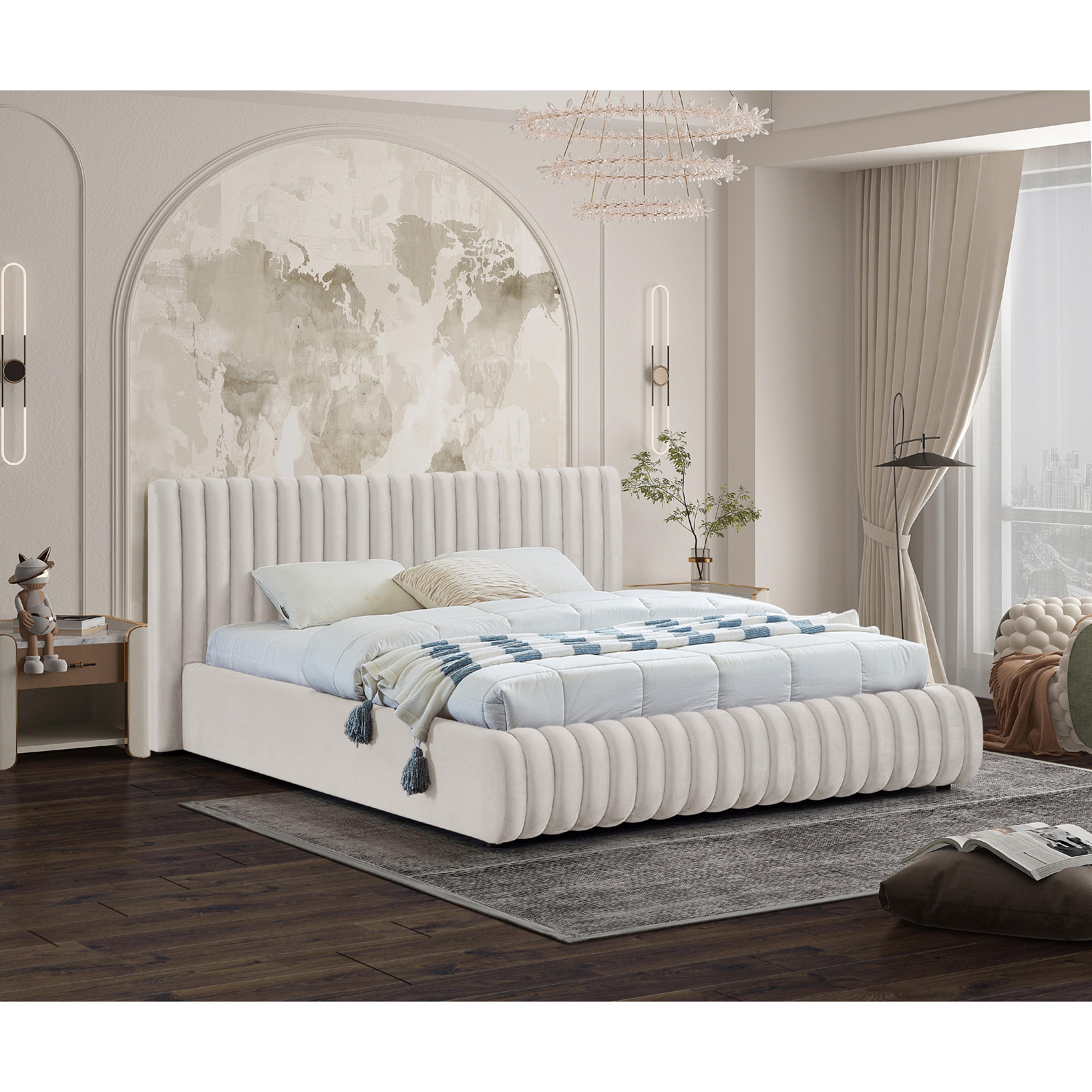 Meridian Nico Cream Velvet Full Bed