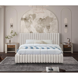 Meridian Nico Cream Velvet Full Bed
