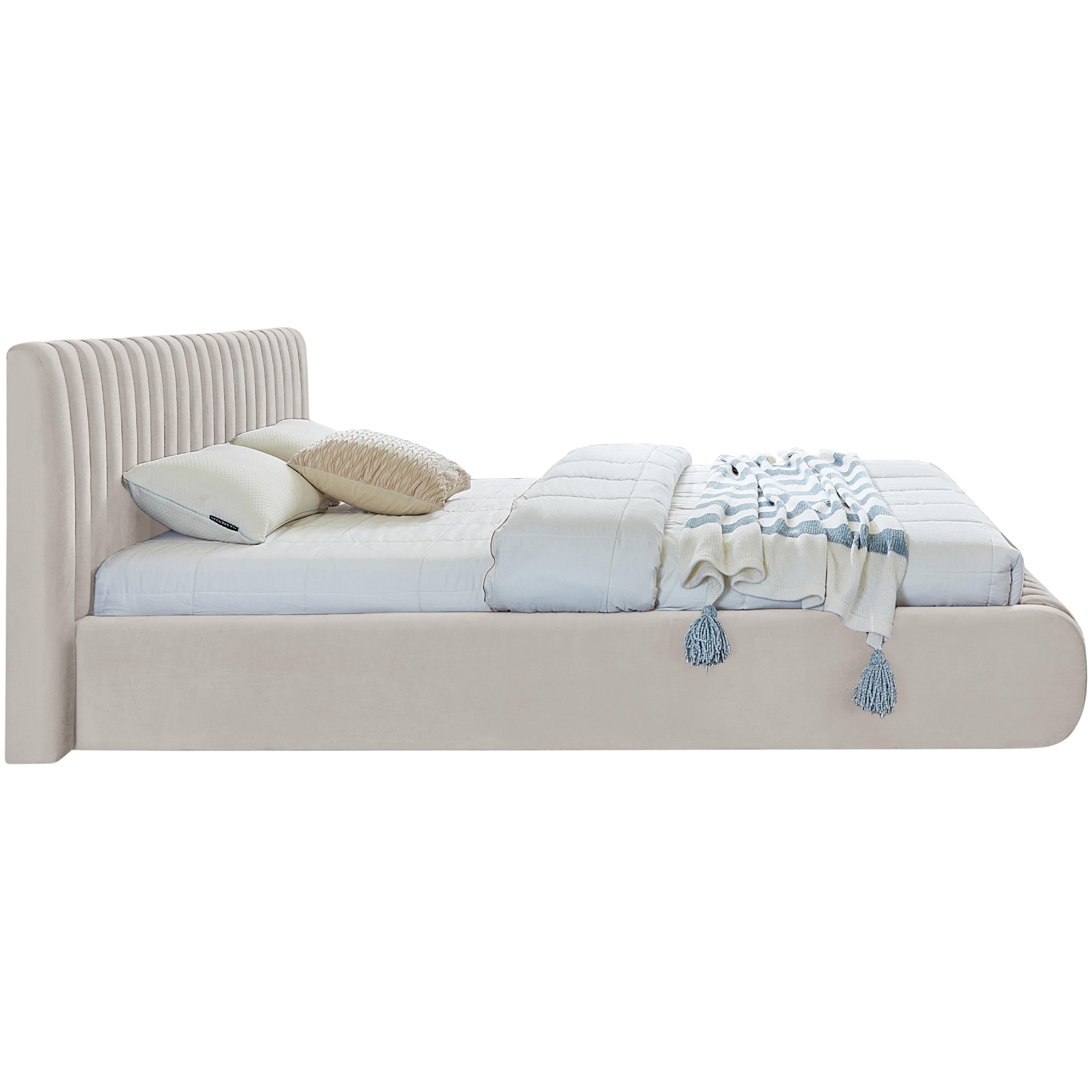 Meridian Nico Cream Velvet Full Bed