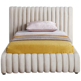 Meridian Nico Cream Velvet Twin Bed