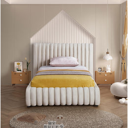 Meridian Nico Cream Velvet Twin Bed