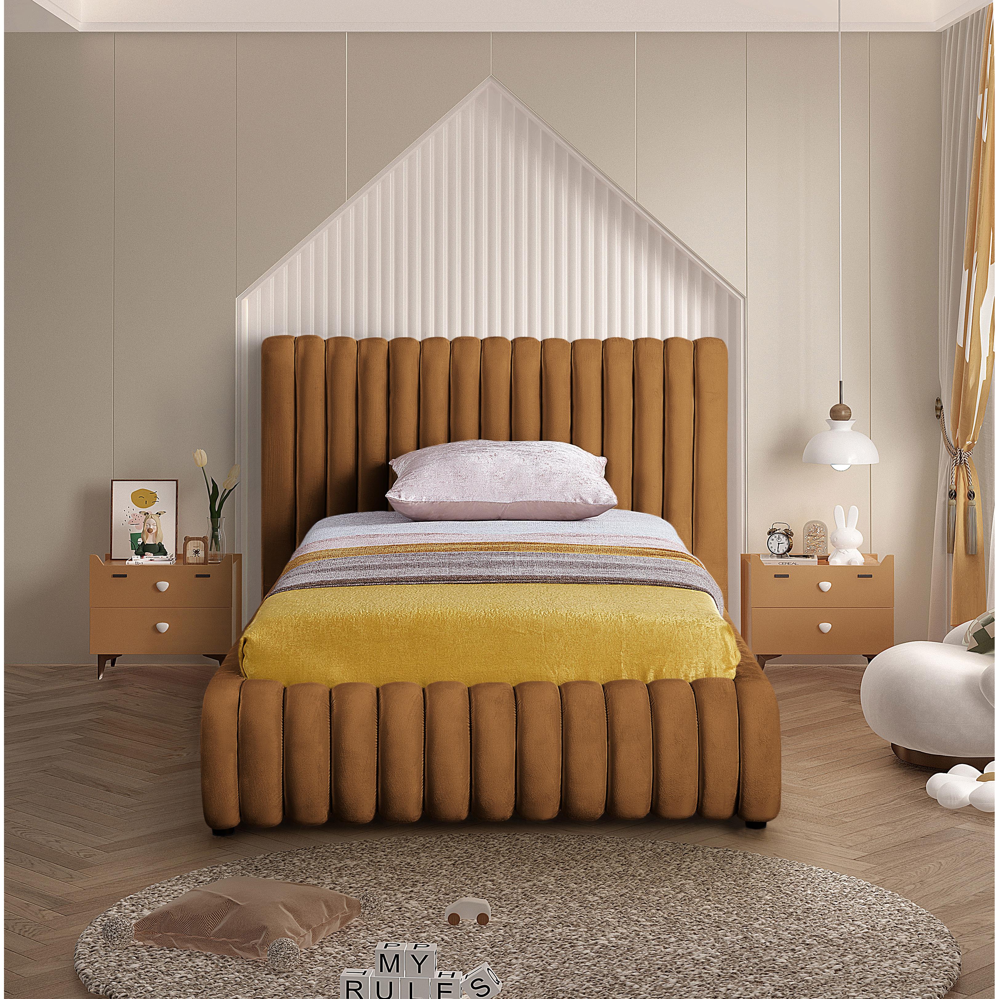 Meridian Nico Saddle Velvet Twin Bed