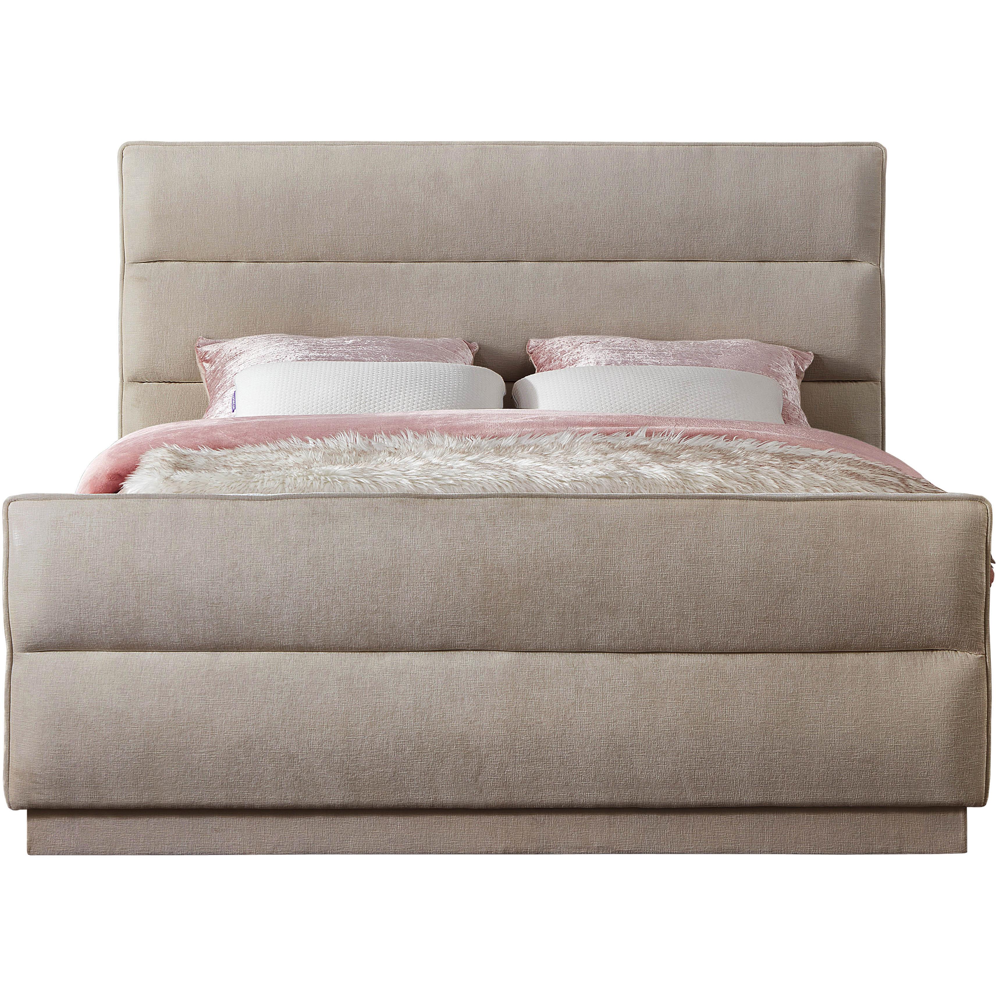 Meridian Paxton Beige Chenille Fabric King Bed (3 Boxes)