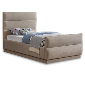 Meridian Paxton Beige Chenille Fabric Twin Bed (3 Boxes)
