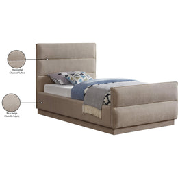 Meridian Paxton Beige Chenille Fabric Twin Bed (3 Boxes)
