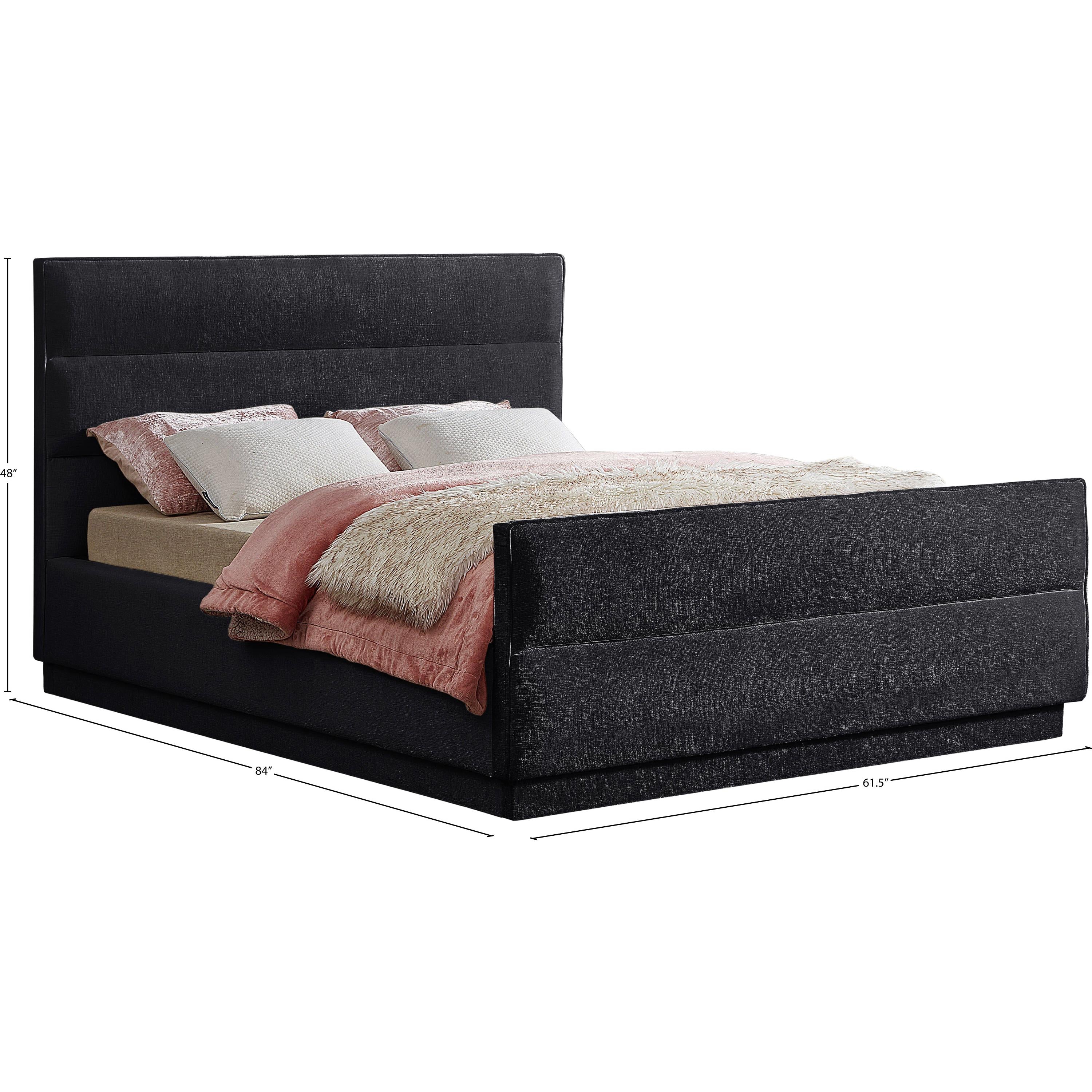 Meridian Paxton Black Chenille Fabric Full Bed (3 Boxes)
