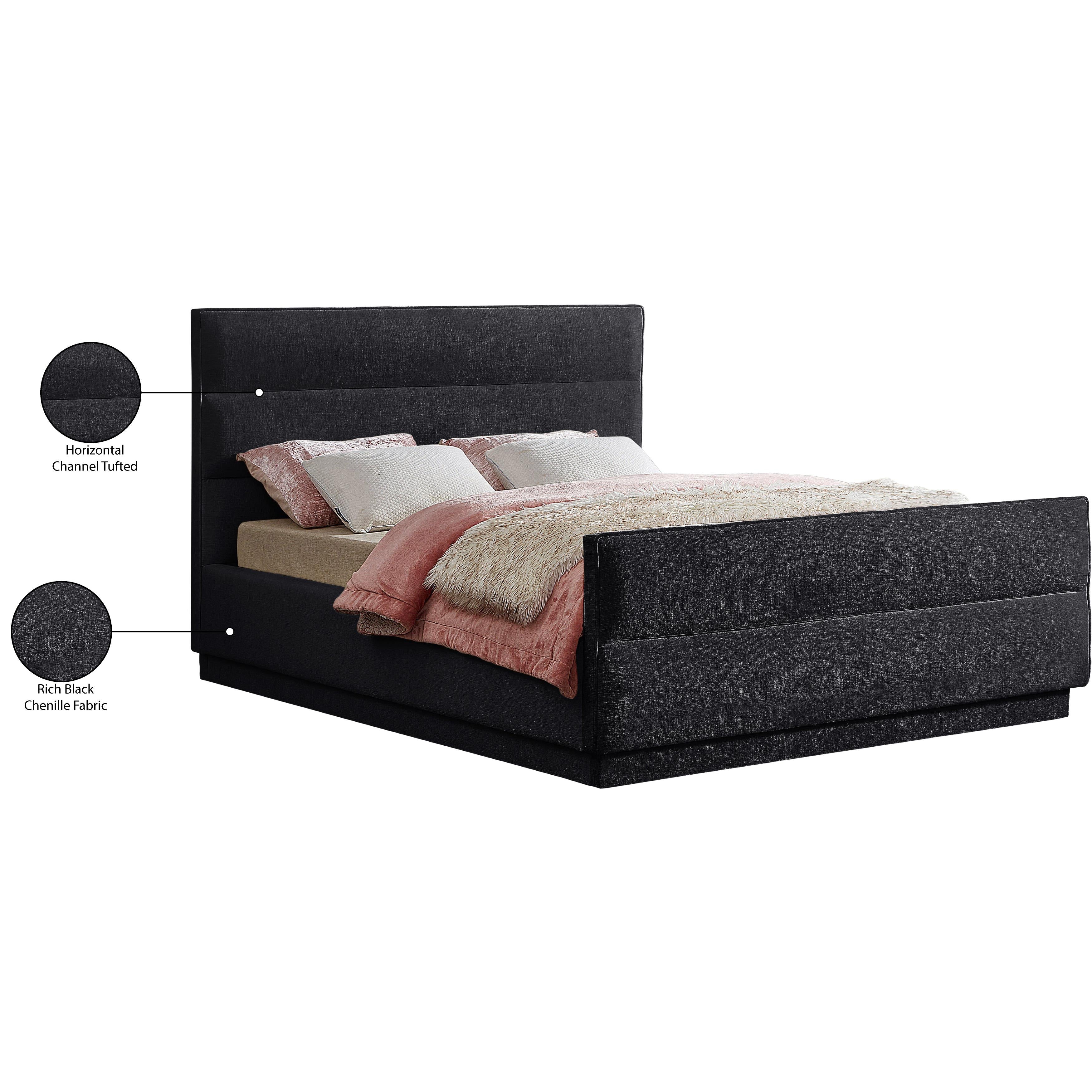 Meridian Paxton Black Chenille Fabric King Bed (3 Boxes)