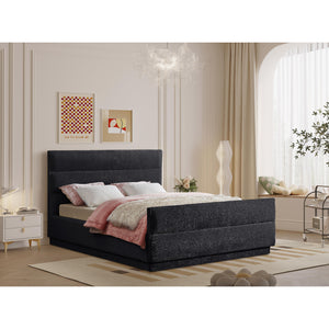 Meridian Paxton Black Chenille Fabric Queen Bed (3 Boxes)