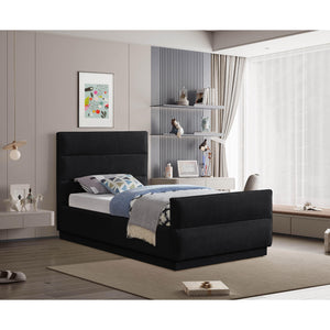 Meridian Paxton Black Chenille Fabric Twin Bed (3 Boxes)