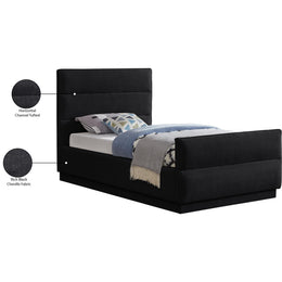 Meridian Paxton Black Chenille Fabric Twin Bed (3 Boxes)